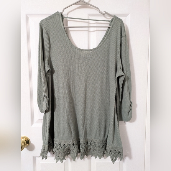 *3 for $15* Maurices Olive Green Tunic with Lace Detail - Picture 1 of 5